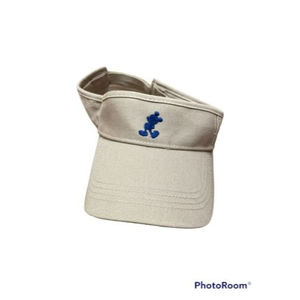 Disney Parks Mickey Mouse Sun Visor Hat Cap Tan Embroidered Strapback Adult Blue